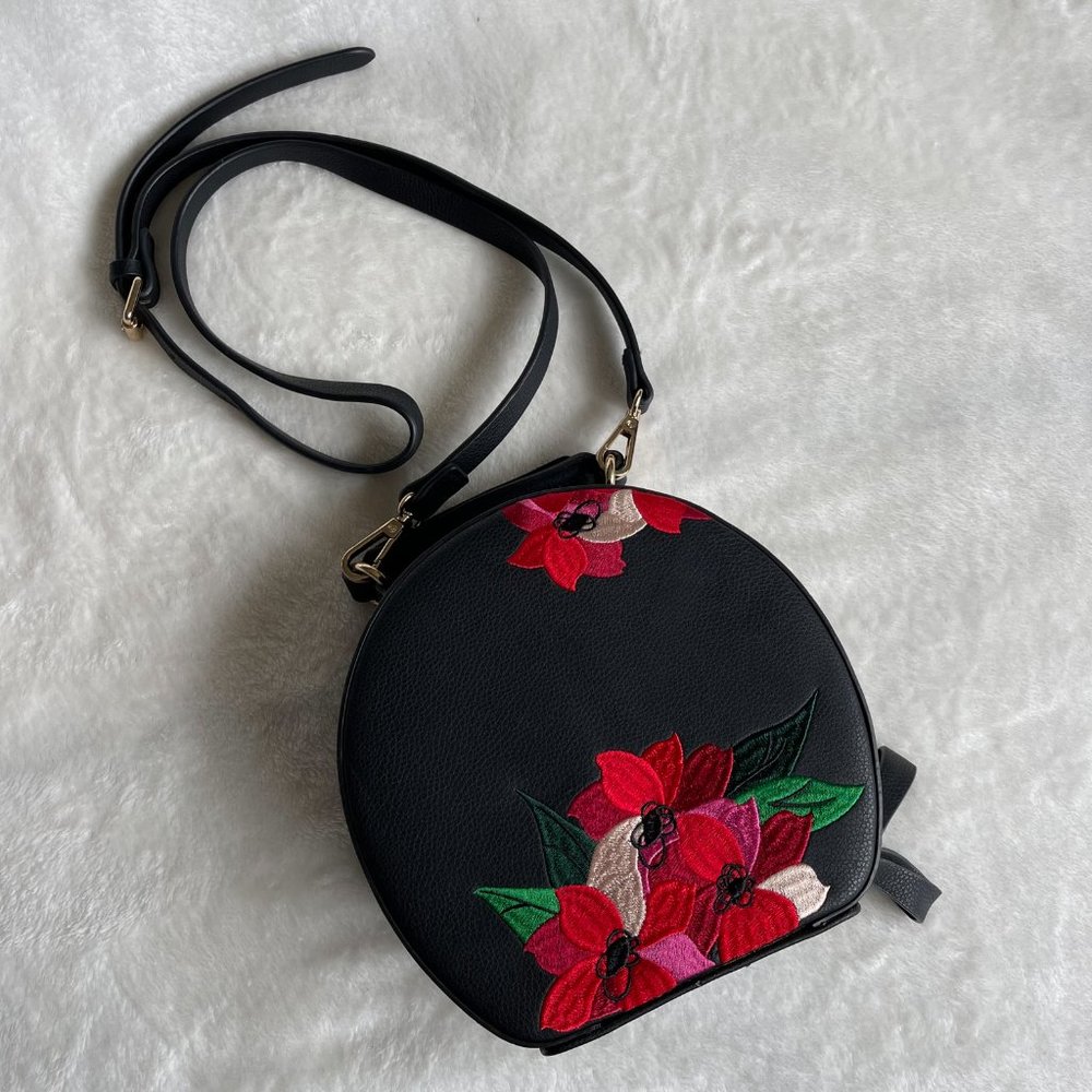 Zara Embroidered Round Crossbody Bag